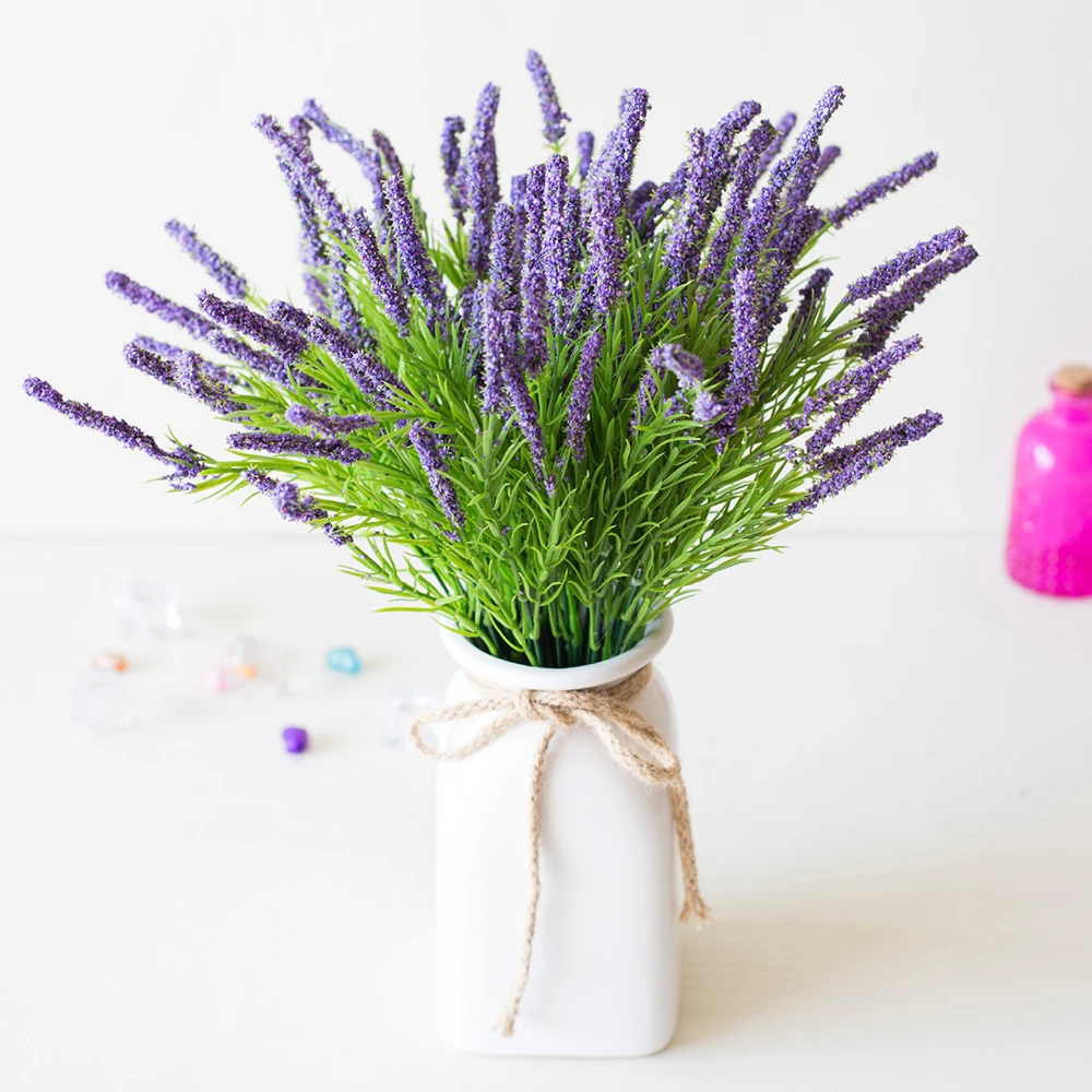 

7 Fork High-grade Lavender Artificial Flower Plastic Foam Plant Fake Flower Romantic Provence Lavender Home Wedding Decoration