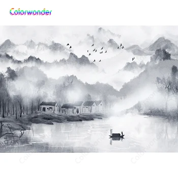 

Brush Painting of Mountain Birds Photography Backdrop Boys Birthday Party Baby Shower Photo Background Vinyl Photo Booth Props