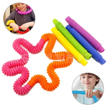 

8pcs Creative Magical Toy Colorful Circle Funny Toys Gift Folding Plastic Pop Tube Coil Children'S Development Educational
