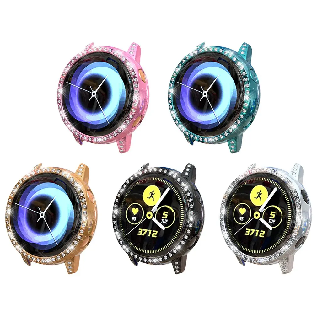 Hot For Galaxy Watch Active Smart Watch Diamond-Encrusted Case Shatter-Resistant Wear-Resistant Watch Screen Protection Shell