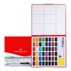 Faber Castell Solid Watercolor Paint 24./36/48 Colors Art Set Portable Paint Come with Watercolor Brush Pen, Palette