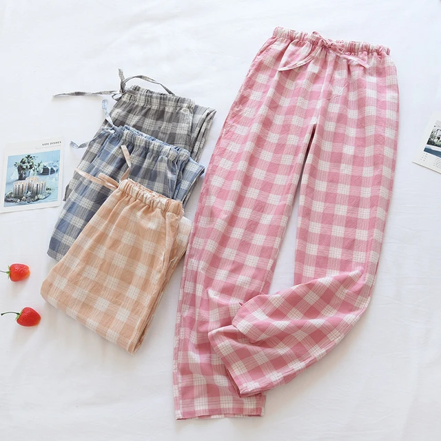 Women's Plaid Cotton Pajamas Pants