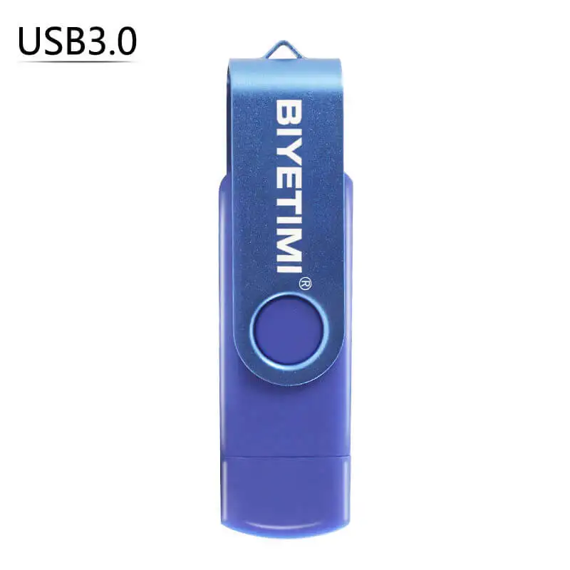 Biyetimi Usb 3,0 OTG USB флэш-накопитель для смартфона/ПК 64 ГБ 32 ГБ 16 ГБ 8 ГБ 128 ГБ Флэшка высокоскоростная ручка-накопитель пакет - Цвет: Blue