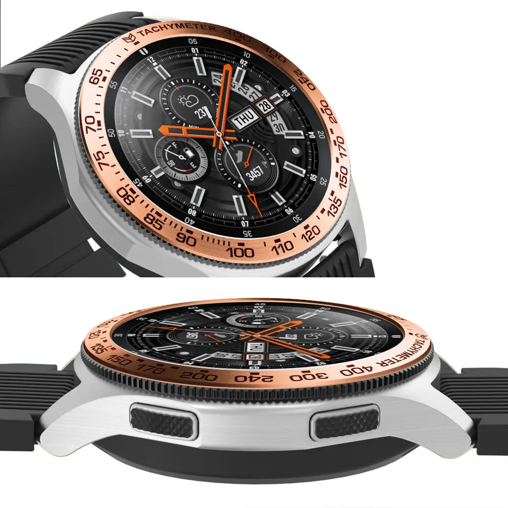 Алмазный металлический ободок чехол для samsung Galaxy Watch 42 мм/46 мм gear S3 клеющаяся крышка ремешок аксессуары для часов