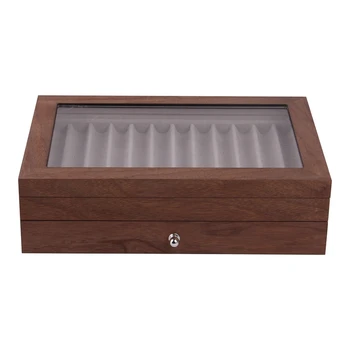 

Pen Display Box Wood Pen Display Case,Fountain Pen Storage Box,23 Pen Organizer Box with Clear Window Brown