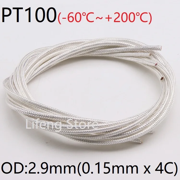 PT100 OD 2.9mm 4Cores Temperature Thermal Resistan Sensor Wire PTFE Insulated Shield Signal Cable Compensation Thermocouple Line |