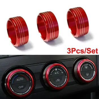 

3pcs Knob Covers Red A/C Ring Cover For Subaru Impreza WRX/STi Parts Replacement