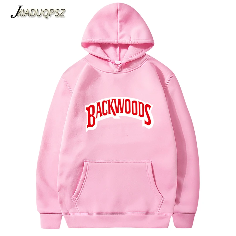 The screw thread cuff Hoodies Streetwear Backwoods Hoodie Sweatshirt Men Fashion autumn winter Hip Hop hoodie pullover - Цвет: WM57 Pink