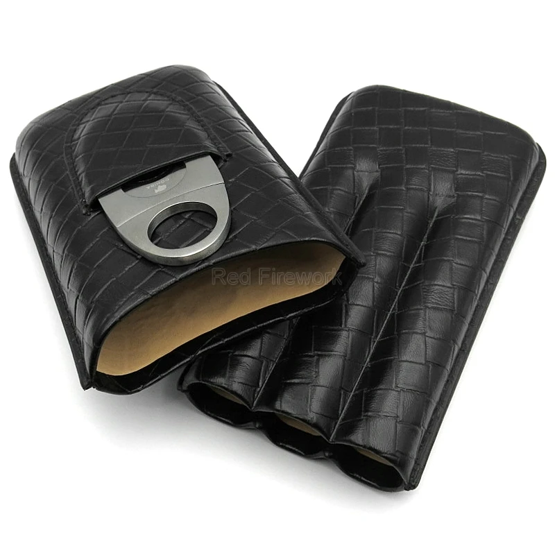 COHIBA популярный тканый узор кожаный чехол для сигар 3 трубки дорожный хьюмидор для сигар держатель сигары резак деловой набор с подарочной коробкой