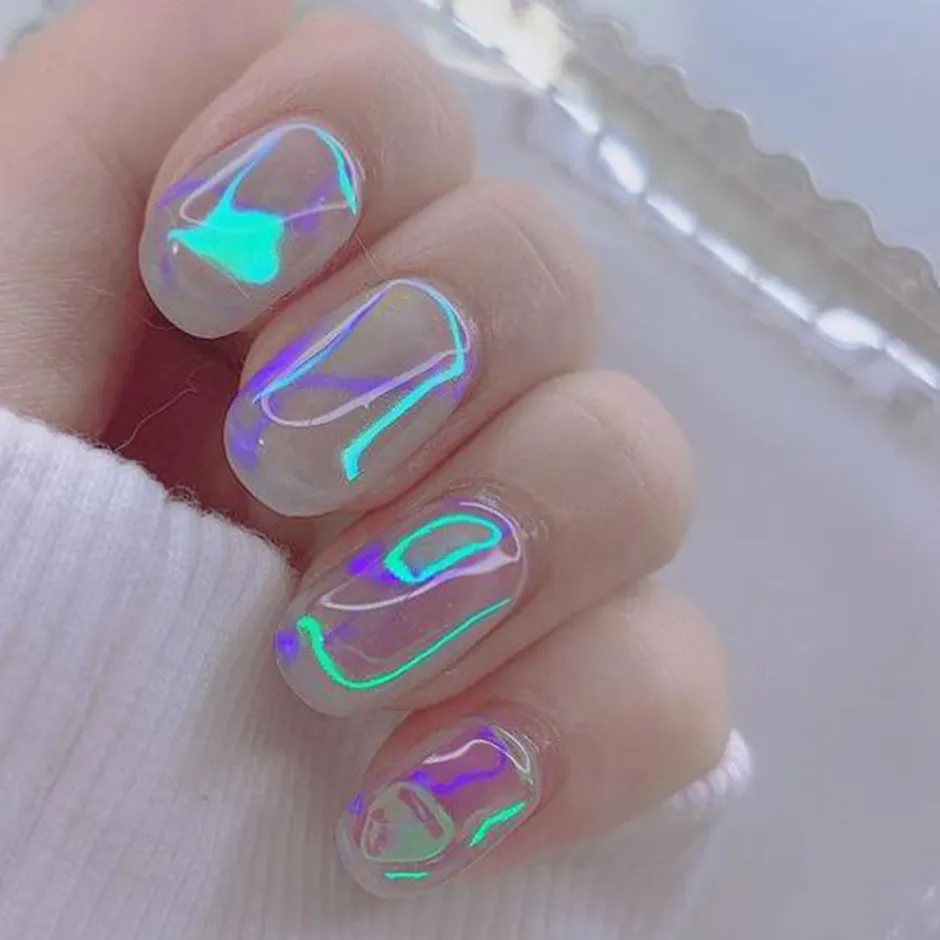 Aurora Nail Foils Shattered Glass Nail Art Marble Holographic Cellophane  Paper Nail Sticker Summer Manicure Clear Design New - Nail Sets & Kits -  AliExpress