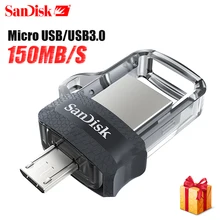 Карта памяти Micro SD SDDD3 крайне высокая скорость 150 м/с двойной OTG USB флеш-накопитель 64Гб 128 ГБ оперативной памяти, 32 Гб встроенной памяти, 16 Гб флэш-накопитель USB3.0 от PenDrive, натуральная кожа