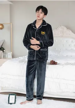 

Oeak Warm Sleepwear Men's Flannel Winter Thick Pajama Male Thick Long Sleeve Pijama Casual Autumn Pyjamas Men Coral Fleece Sleep