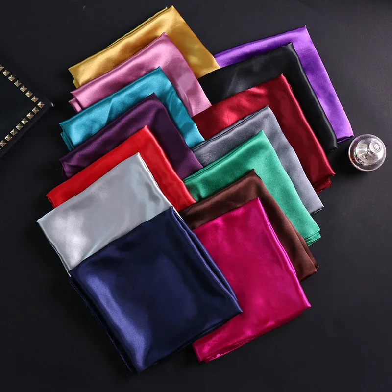 

Fashion square Scarves for Women solid color Satin Silk Scarf Female 90x90 Shawl Bandana Head Large Hijab Scarfs For Ladies 2019