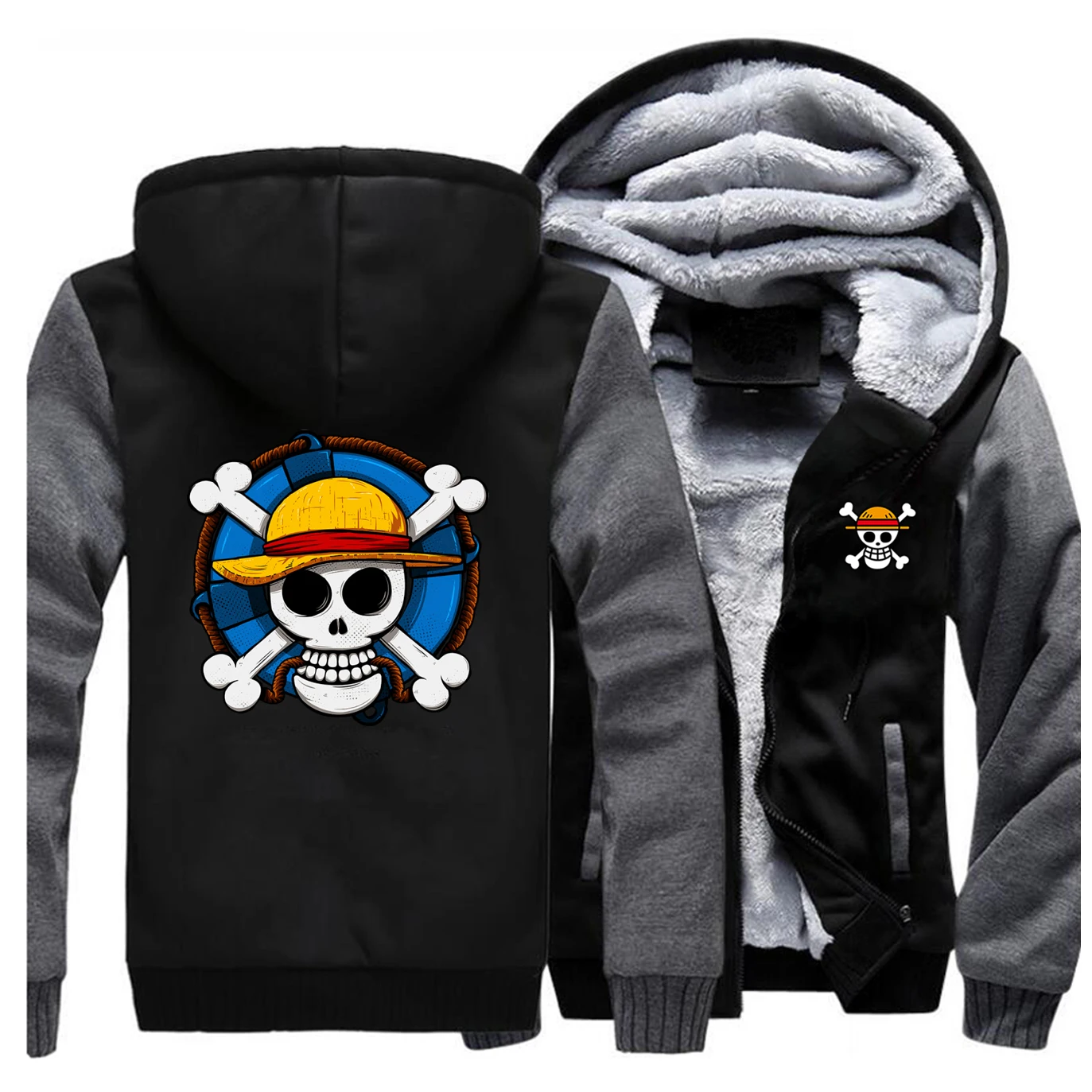 Японское аниме one piece Monkey D пушистый пират худи с флагом для мужчин осень зима Харадзюку теплые толстые флисовые мужские уличная одежда