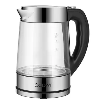 

OCDAY Temperature Control Glass Electric Kettle 1.8L Electronic Display Temperature Four Control Keys Stainless Steel Kettle