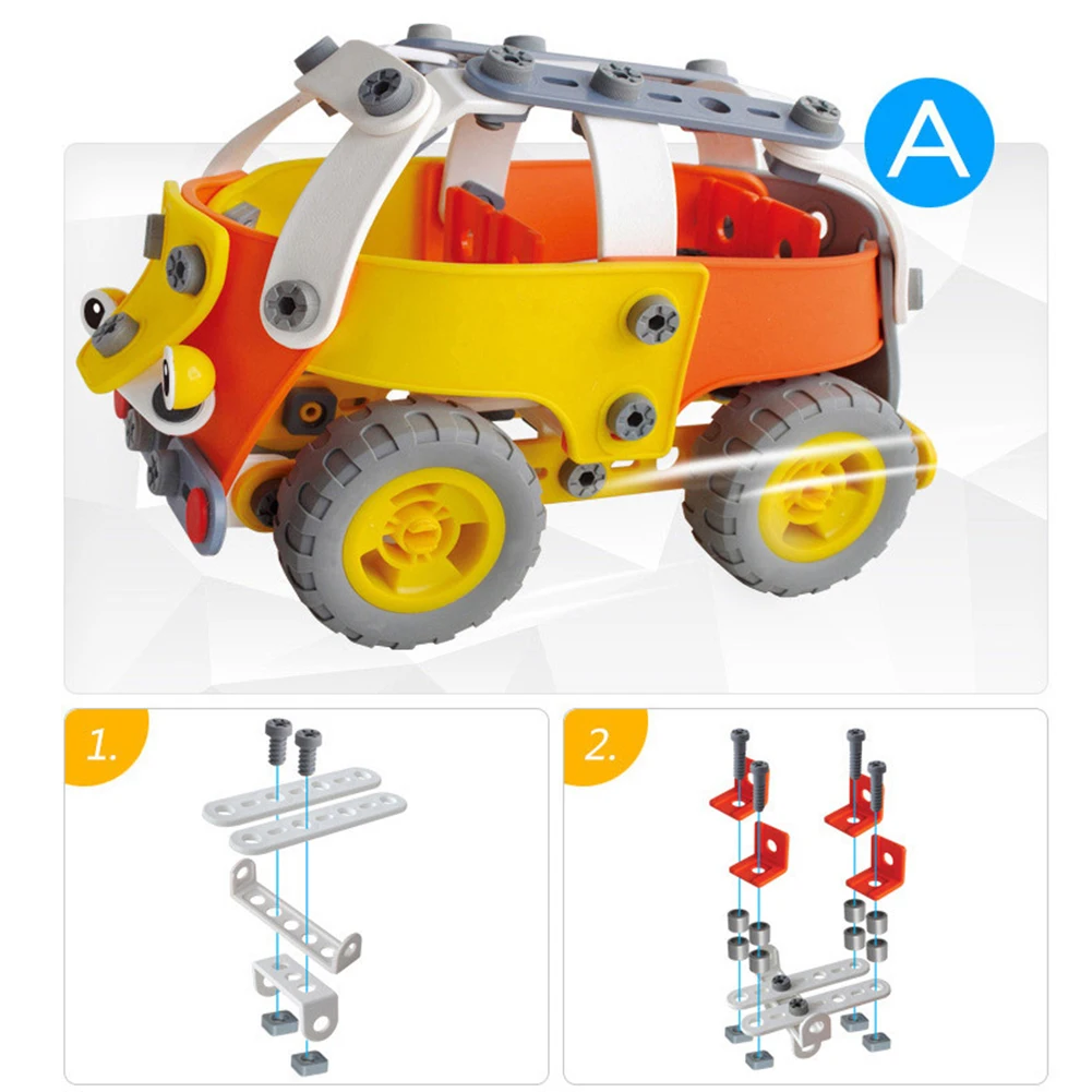 Gift Fun Block Intellectual Development Truck Children Interactive Educational Building Toys Self Assemble Car DIY Engineering