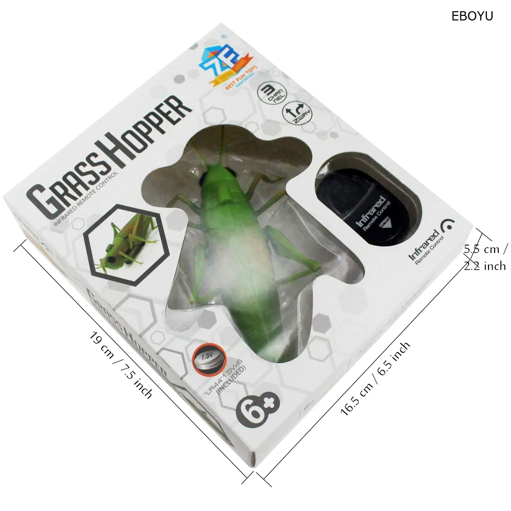 EBOYU RC Grasshopper Remote Control Grass Hopper Animal Toy Electronic Locust Fake Insect Car Vehicle Kids Birthday Gifts 6