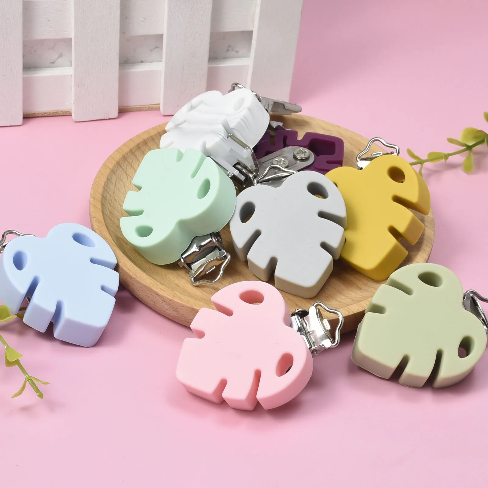 10/20 Pcs Baby Pacifer Clips Color Leaves Perle Silicone Teether Clip DIY Dummy Chain Nipple Holder Soother | Мать и ребенок