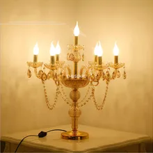 Роскошная E14 Свеча Хрустальная настольная лампа Модный кристалл с абажуром настольная лампа для гостиной спальни лампа K9 Топ хрустальный стол