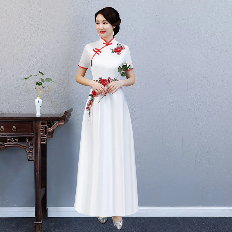 Вечерние Длинные Cheongsam в стиле ретро, сексуальное тонкое платье, свадебное платье в китайском стиле, модная женская одежда, Vestido