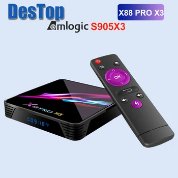 

5pcs/LOT X88 PRO X3 Smart X88PRO TV Box Android 9.0 Amlogic S905X3 Set top Box 4GB RAM 128G/64G/32G ROM 8K Media