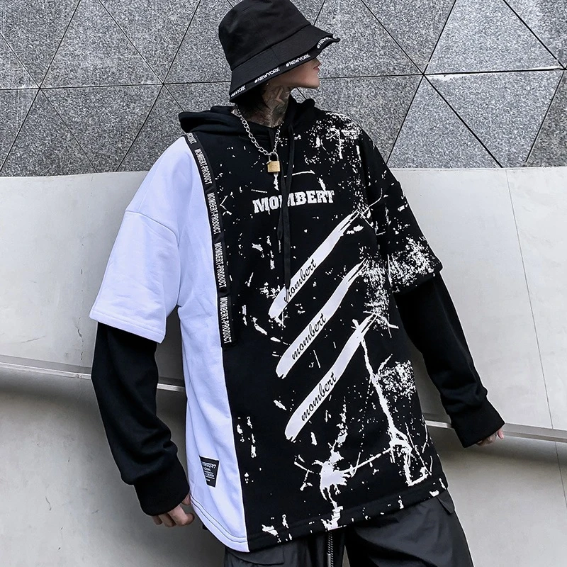 Sudadera con capucha japonesa estilo Hop Swag Sudadera Hombre Oversize negro blanco algodón|Sudaderas con y sudaderas| - AliExpress