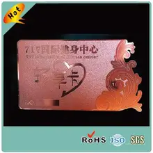 Заказной дизайн покрытая розовым золотом лазерная резка из нержавеющей стали визитная металлическая карта