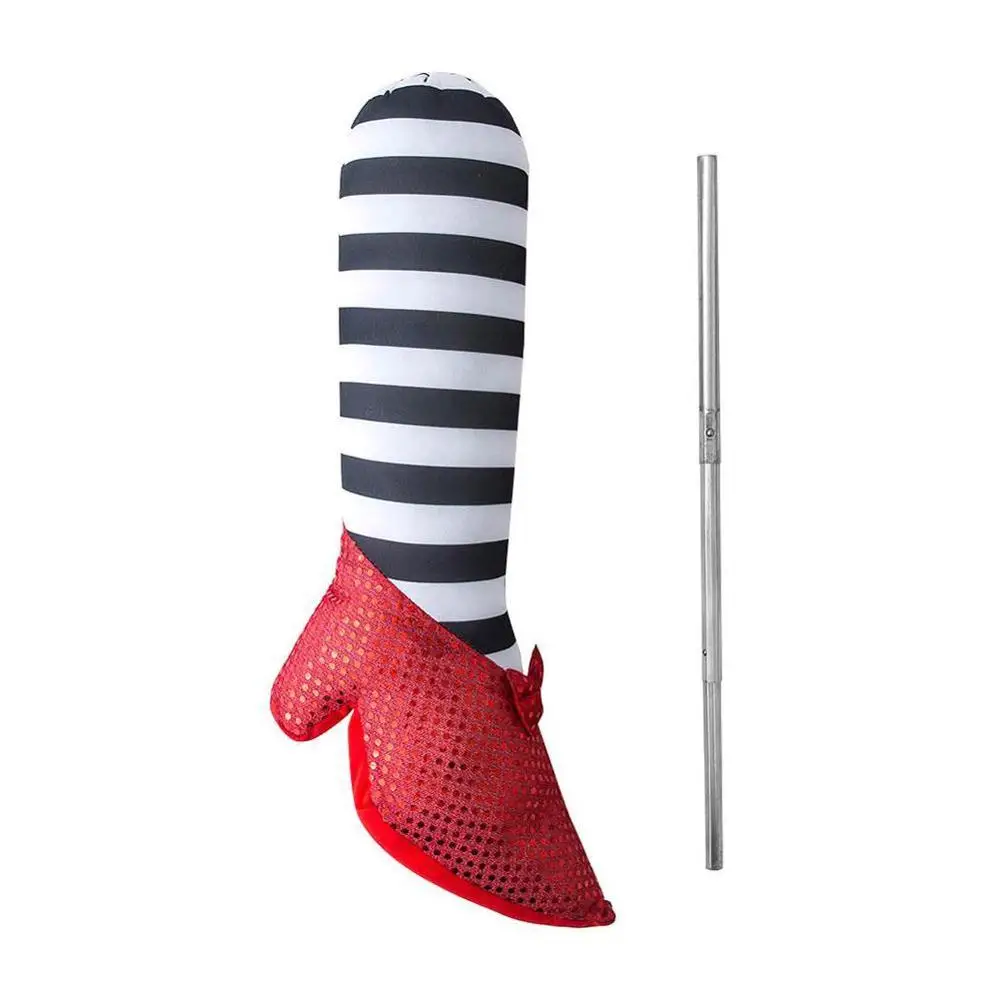 

Halloween High Heel Striped Prosthetic Leg with Telescopic Rod Halloween Cosplay Party Supplies Ghost House Decoration Props