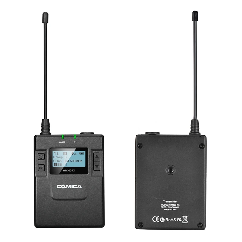 Comica Cvm-Wm300Tx Uhf 96 канальный беспроводной металлический передатчик с микрофоном с петличный микрофон Встроенный литиевый Батарея 3,7 V 2000Ma