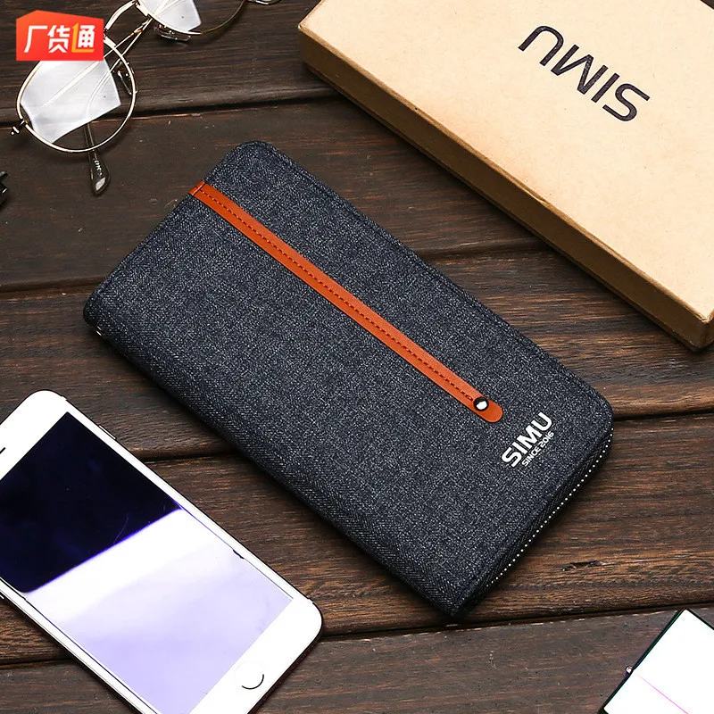 

Handbag Men Canvas Vintage Card Bit More Long Zipper Carrying Wallet Men Carrying Bag