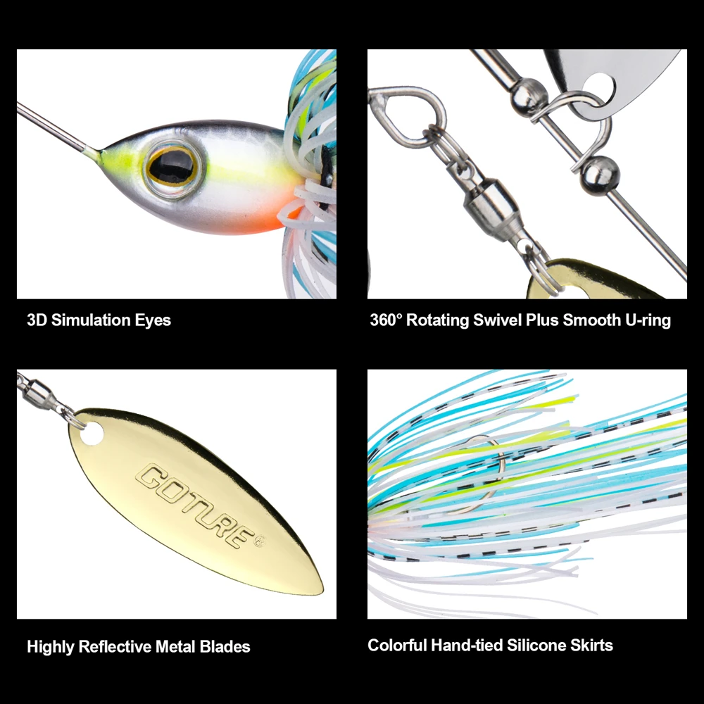 Goture 2020 Новинка Спиннер 10 г 14 рыболовная приманка 3D Eyes Tandem Willow + Colorado Bladed Spinnerbait Buzzbait
