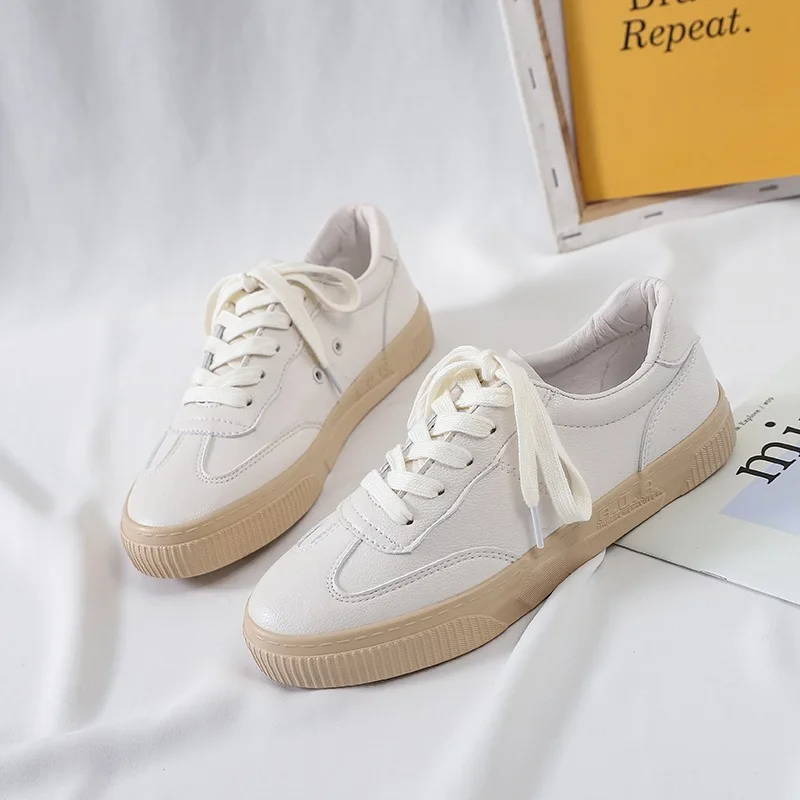 Women's Sports Shoes Leather Shoes 2021 New Casual Shoes Flat Bottom Women's Fashion Trend Comfortable Vulcanized Women's Shoes