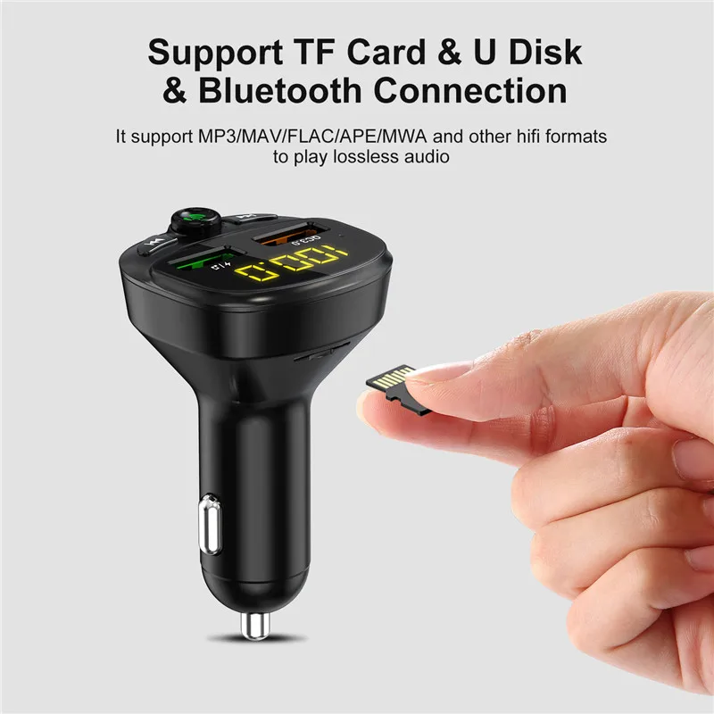 Bluetooth автомобильное зарядное устройство QC3.0 автомобильный беспроводной Bluetooth комплект FM 5,0 передатчик автомобильный MP3-плеер USB зарядное устройство FM модулятор