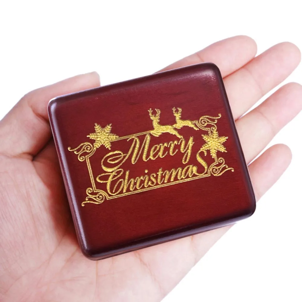 Деревянная музыкальная шкатулка Sinzyo ручной работы с надписью Merry Christmas A подарок