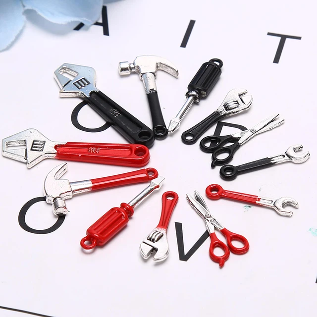 2/6Pcs 1:12 or 1:6 Dollhouse Miniature Repair Kits Accessories Miniature Hammer Wrench Doll House Furniture Decoration 1