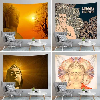 

Sunset Buddha Tapestry Wall Hanging Cloth For Home Living Room Decoration Beach Towel 4 Different Size Square Shape
