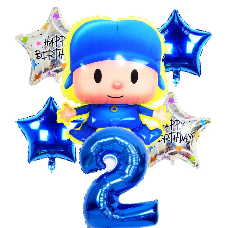 Pocoyo мальчик фольги Воздушные шары 32 дюймов глубокий синий номер 1-й декорации с днем рождения точки дети Душ Мультяшные игрушки для детей globos