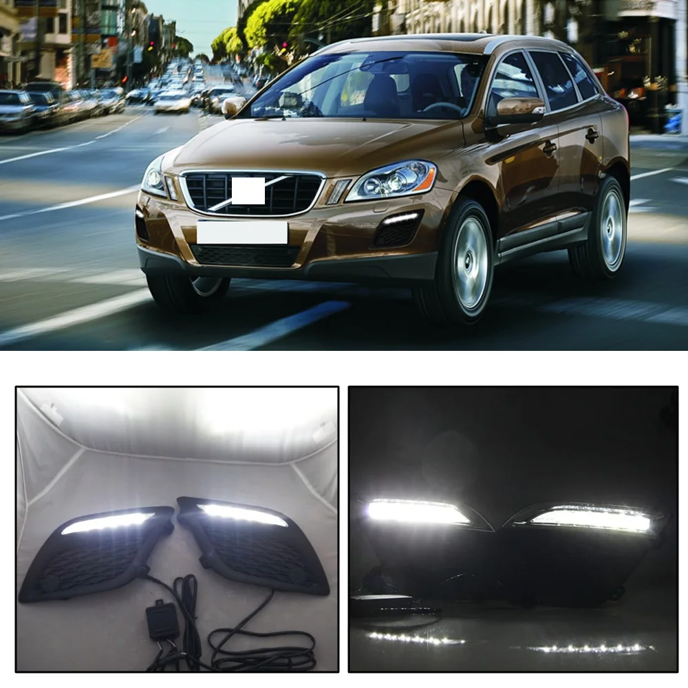 CAPQX для Volvo XC60 2011-2013 Светодиодный дневной ходовой светильник лампа для поворотного сигнала DRL Дневной светильник автомобильный-Стайлинг передний бампер противотуманный светильник