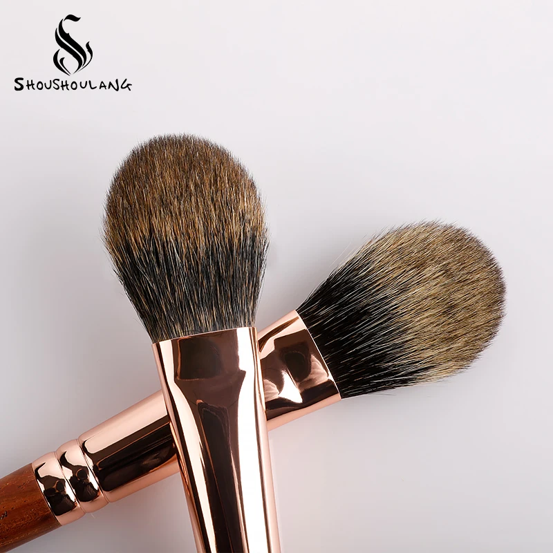 Shoushoulang Professional Handmade Make Up Brush Flat Round Blush Highlighter Brush Soft Squirrel Hair Makeup Brushes 5