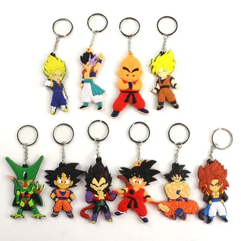 

7-8cm Anime Dragon Ball Keychain PVC Silicone Goku Vegeta Gotenks Cell 3D Double Side Cartoon Key Ring Kid Trinket Gift