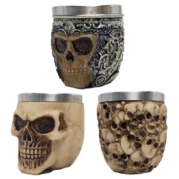 

1Pcs 3D Knight Warrior Skull Mug Gothic Style Halloween Decoration Skeleton Cup Beer Coffee Mug Gift