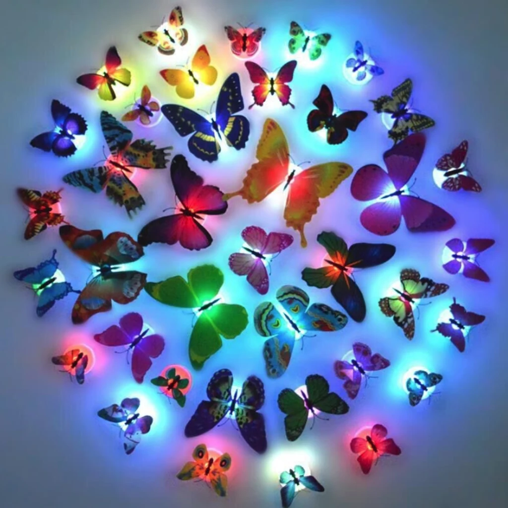 

10pcs LED 3D Butterfly Wall Lights LED Butterfly Night Lights Bedroom Decor Christmas Ornament Home Room Decoration Dropshipping