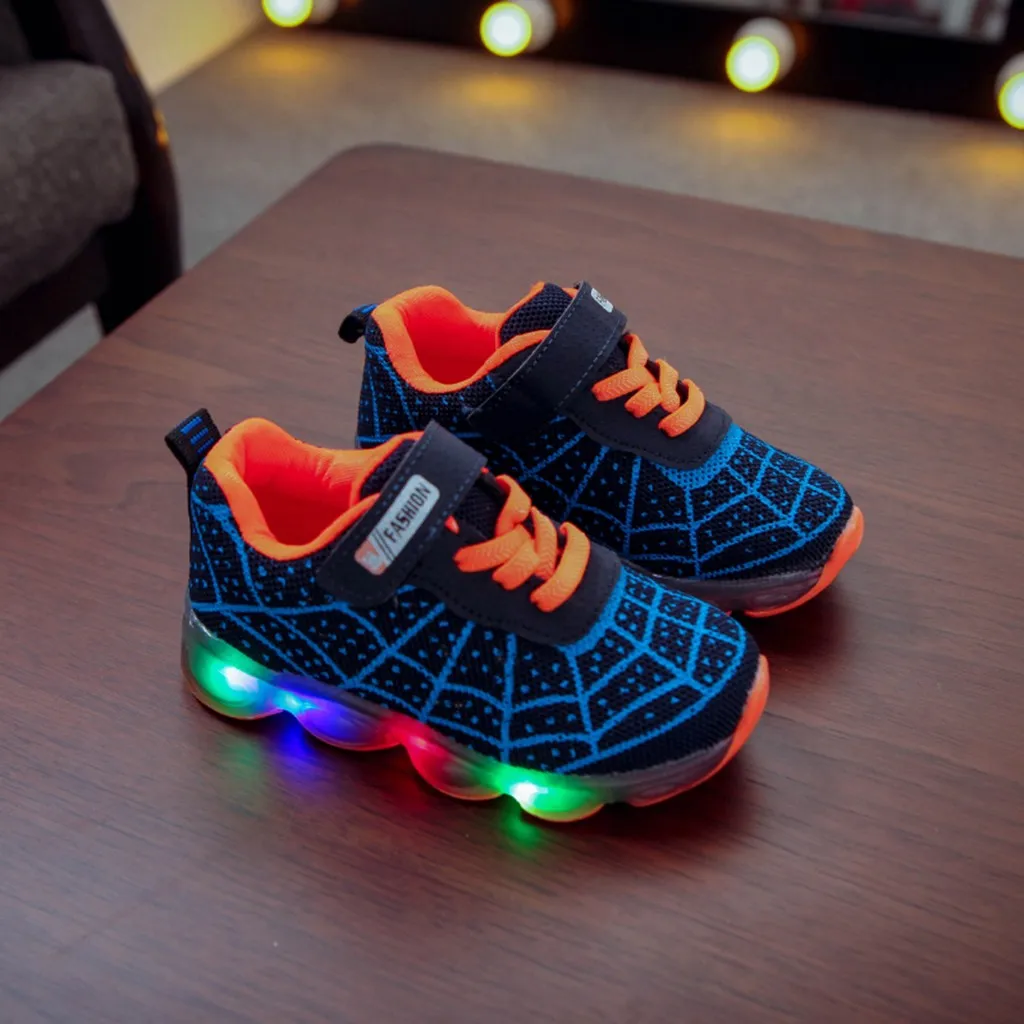 Led Luminous Kids Shoes For Boys Girls Light Children Glowing Baby Sneakers Cartoon Mesh Running Sport Shoes Zapatillas Zapatos