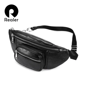 

REALER waist bag women PU leather Belt Bags fashion waist packs solid female high quality funny cross-body bags belt for ladies