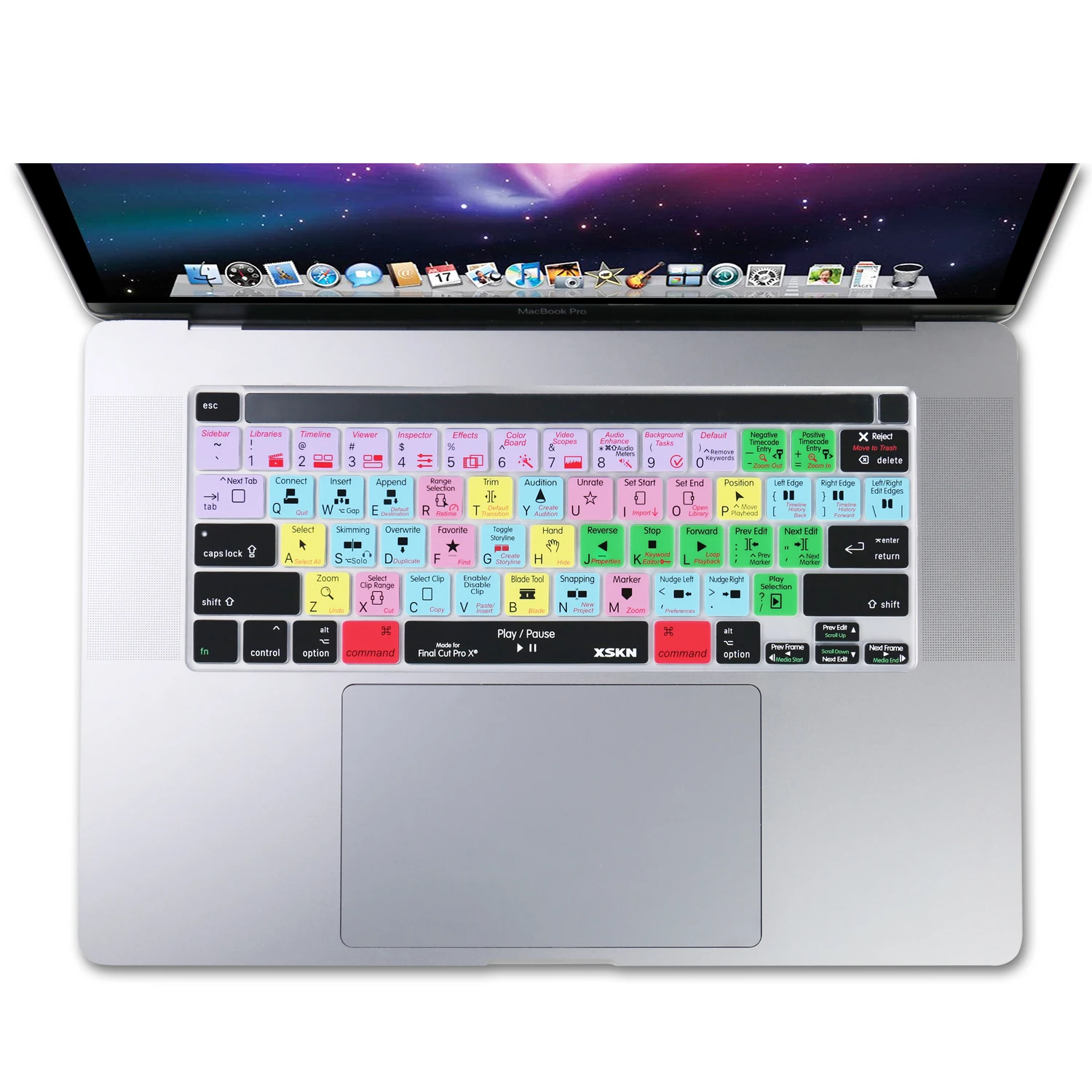 XSKN Final Cut Pro X 10 QWERTY-Layout Silikon Shortcuts Tastaturabdeckung Skin für 2019 New MacBook Pro 16 Zoll A2141 2020 New MacBook Pro 13,3 Zoll A2251/A2289 mit Touch Bar & Touch ID US-Version 