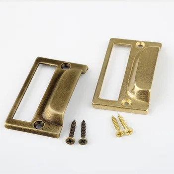 

Antique Brass shell label handle File Name Card Holder For medicine Cabinet Drawer Box case Pull Frame Knob Furniture Hardware
