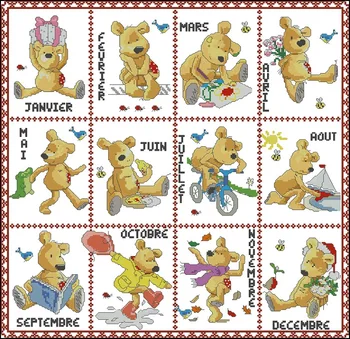 

25-december Newton Bear l Counted Cross Stitch 11CT 14CT 18CT DIY Cross Stitch Kits Embroidery Needlework Sets