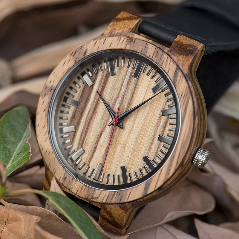 Relogio Masculino WOODme Promotion Watch Wood Craft Birthday Present to him Custom Christmas Gifts in Box Wristwatch Leather