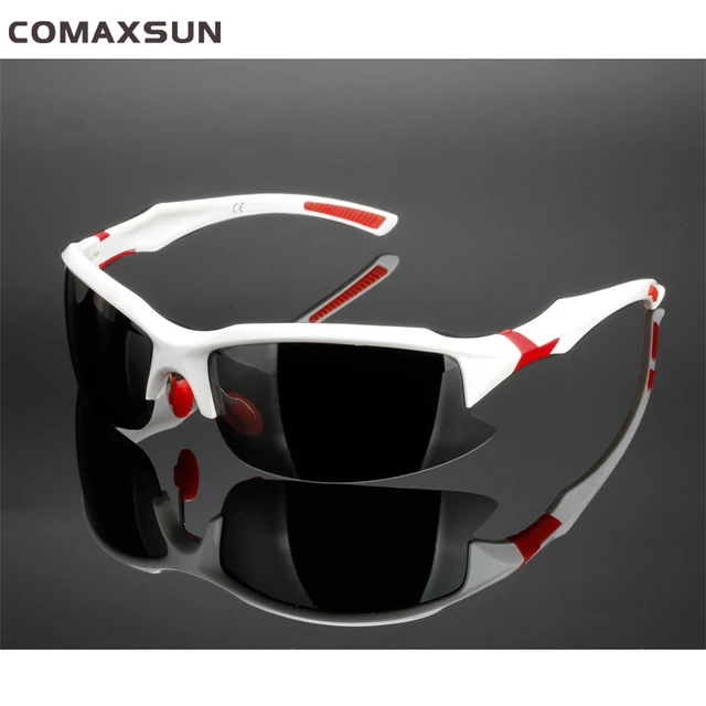 COMAXSUN Professional Polarized Cycling Glasses Bike Bicycle Goggles Driving Fishing Outdoor Sports Sunglasses UV 400 Tr90 Sty1 White Red
