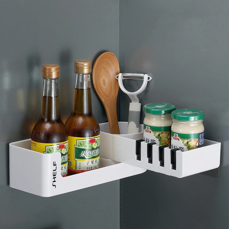 

210° Rotate Storage Holder Racks Kitchen Organizer With 4 Hook Wall The Goods For Kitchen Storage Organization Shelf Cuisine